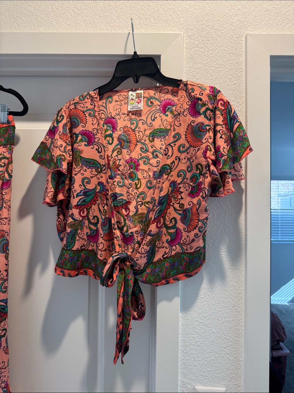 Pink Paisley Tie-Waist Maxi Skirt - Picture 4 of 4